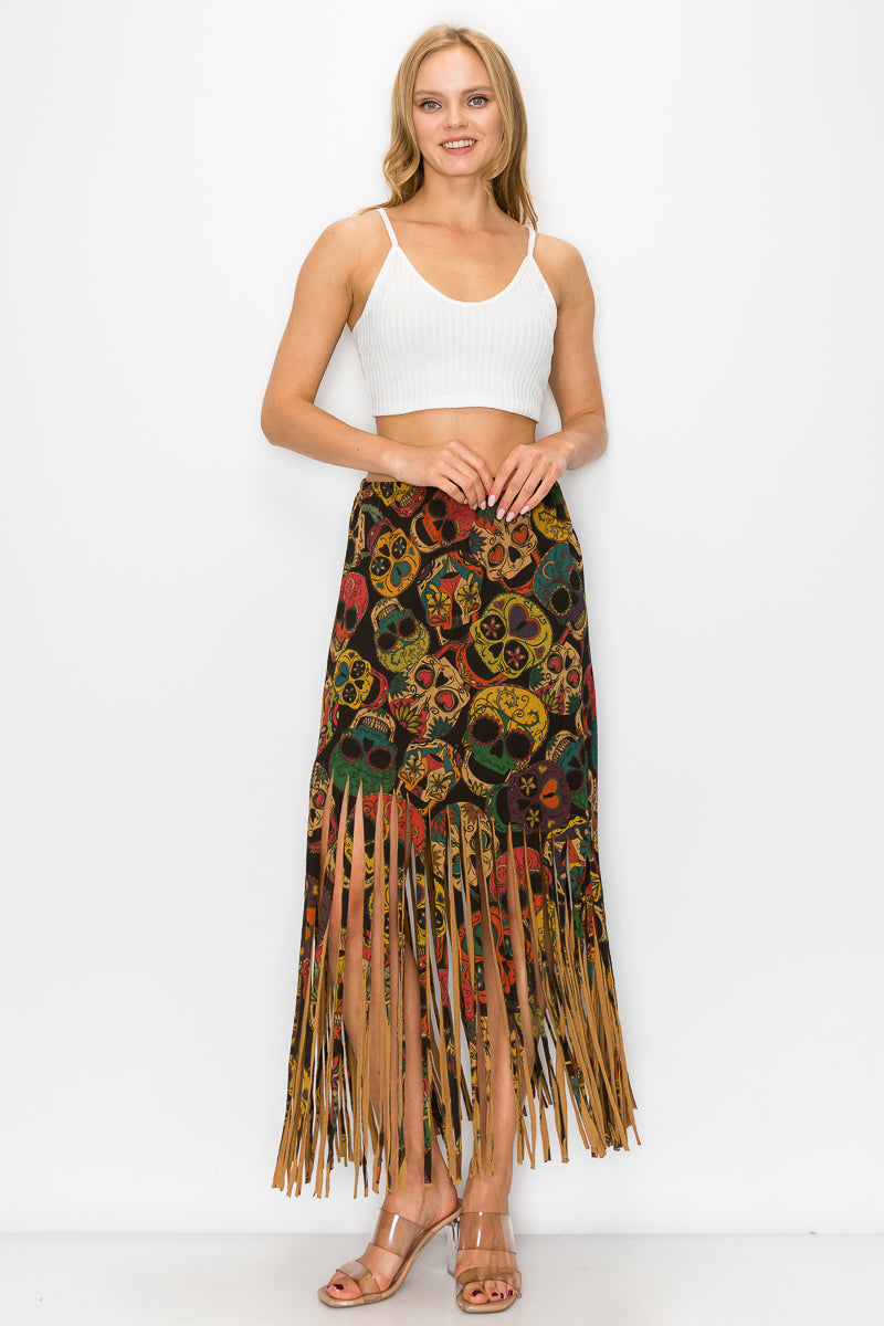 Fringe hippie clearance skirt