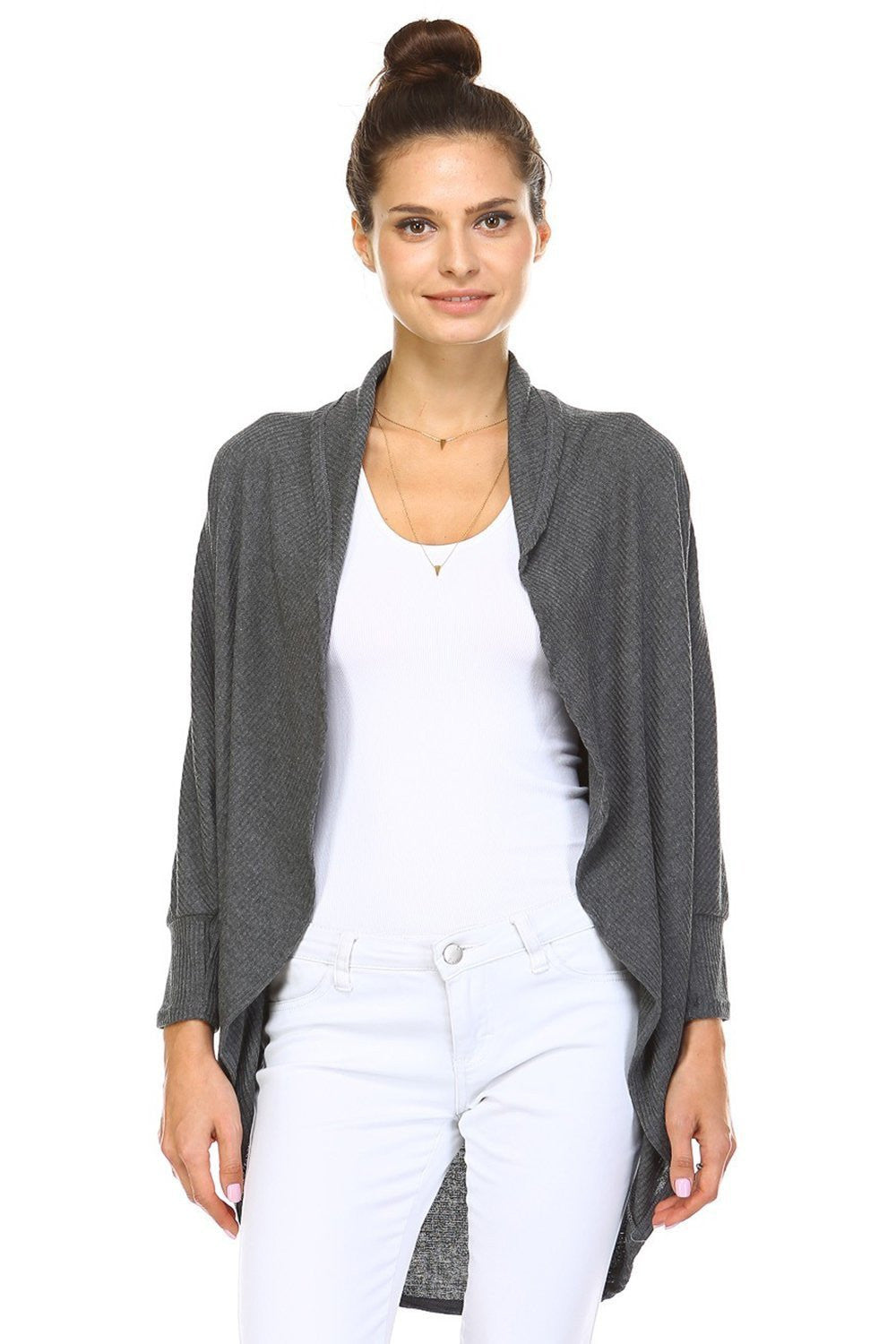 Women's Outwear A-line Open Front Cardigan With Dolman Sleeve