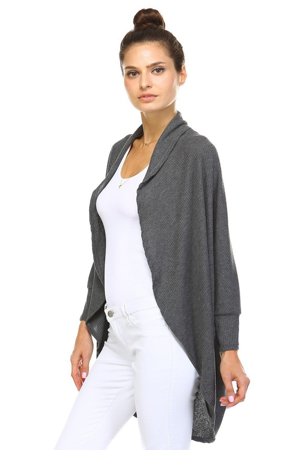 Women's Outwear A-line Open Front Cardigan With Dolman Sleeve