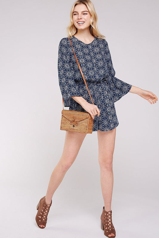 Floral Bell Sleeve Women's Romper