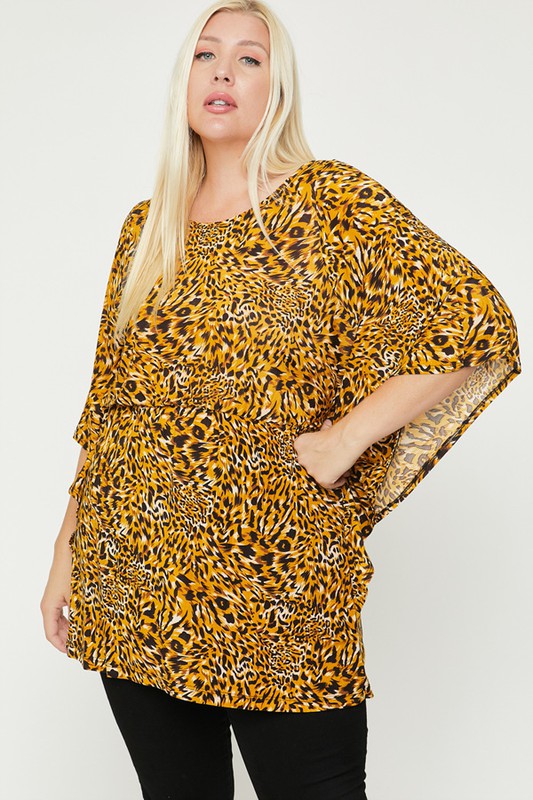 Women's Plus Size - Cheetah Print Tunic Top