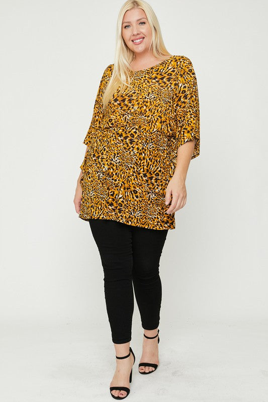 Women's Plus Size - Cheetah Print Tunic Top