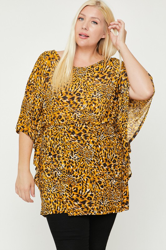 Women's Plus Size - Cheetah Print Tunic Top