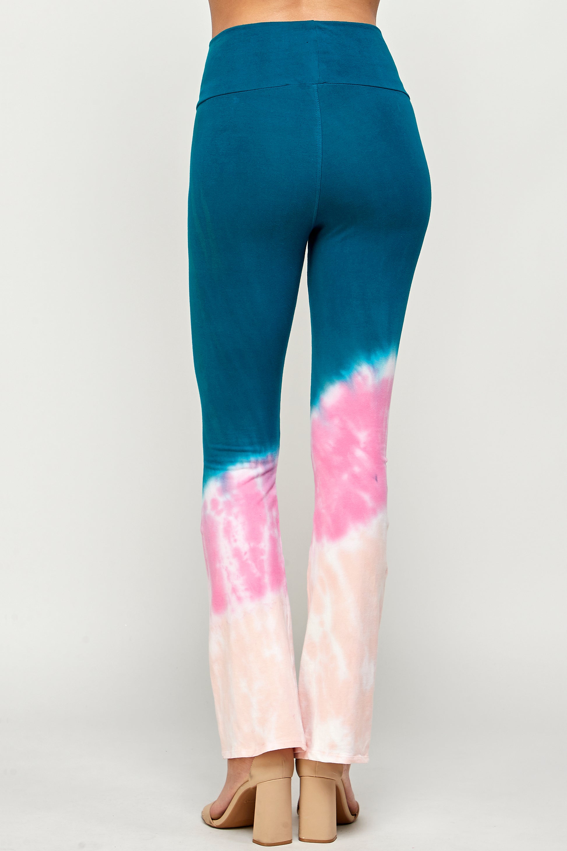 Women's Dip Dye Ombre Athletic Leggings with High Waistband -Periwinkle, M