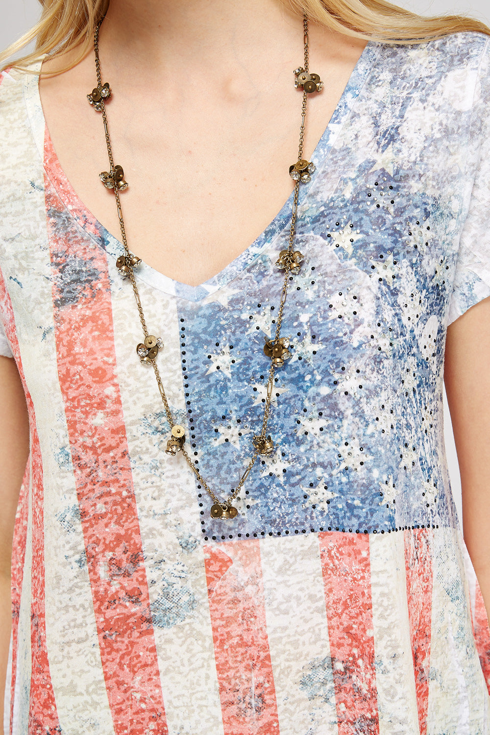 Sublimated American Flag Burnout Tunic Top