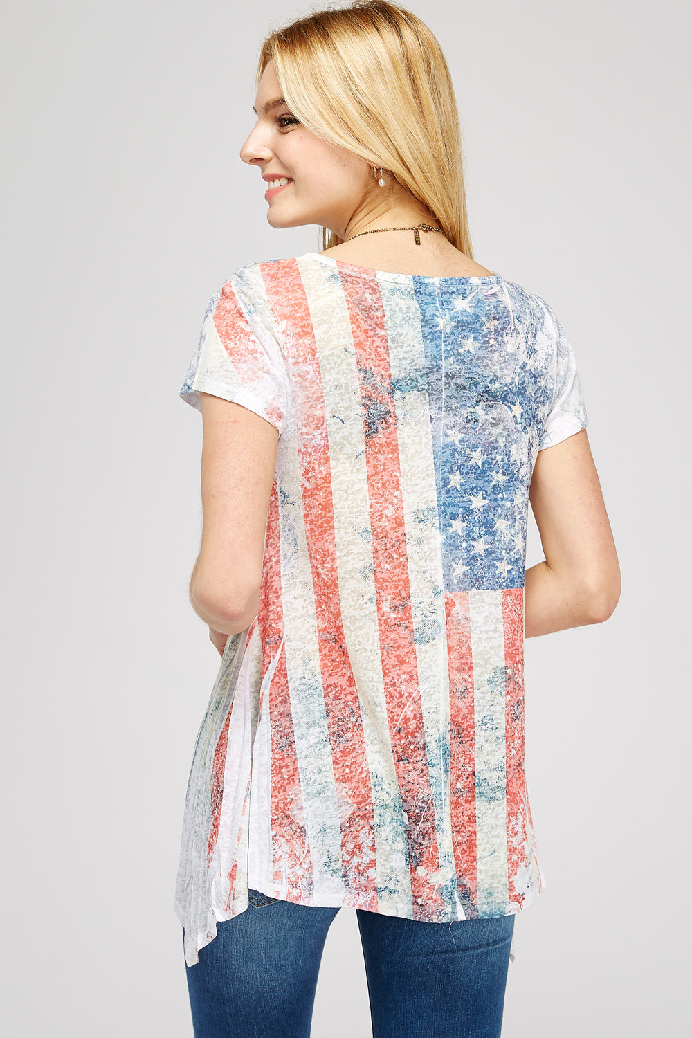 Sublimated American Flag Burnout Tunic Top