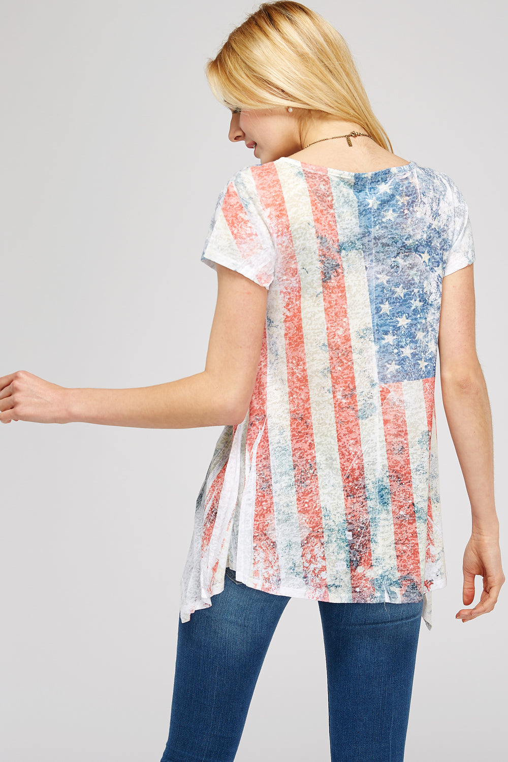 Sublimated American Flag Burnout Tunic Top