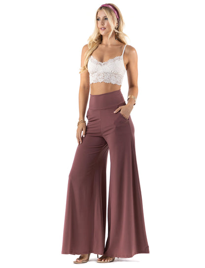 Mauve  - High Waist Solid Palazzo Pants