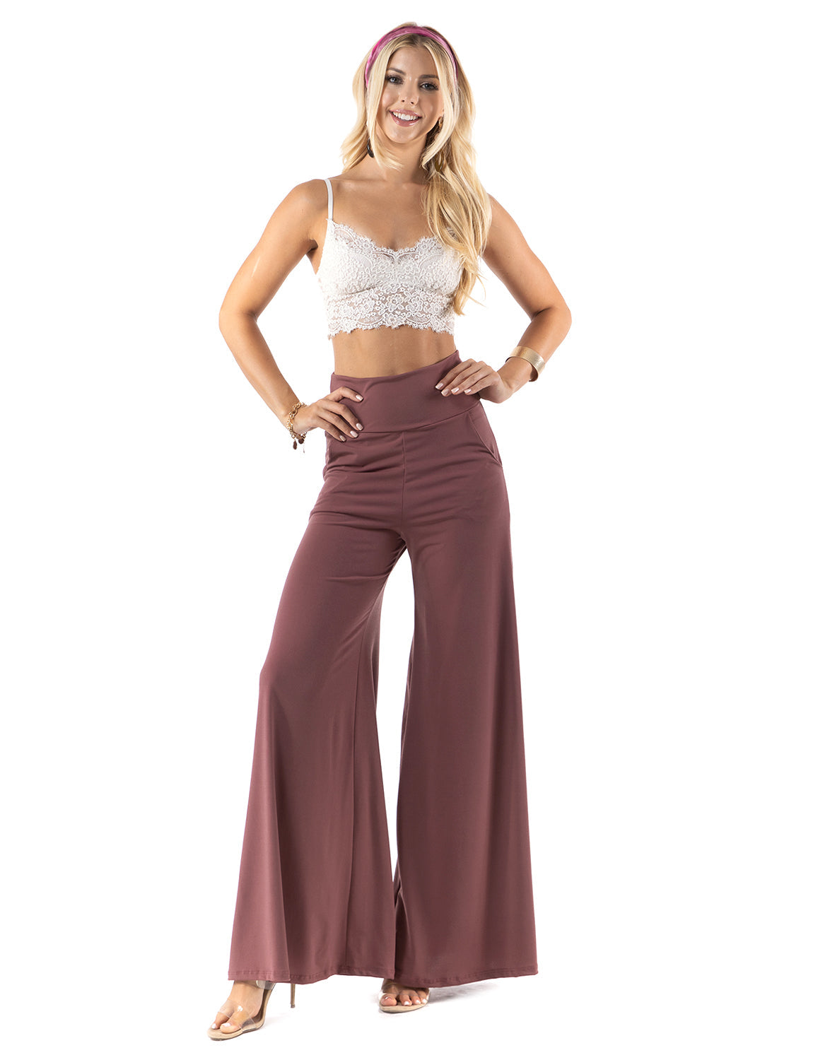 Black - High Waist Solid Palazzo Pants