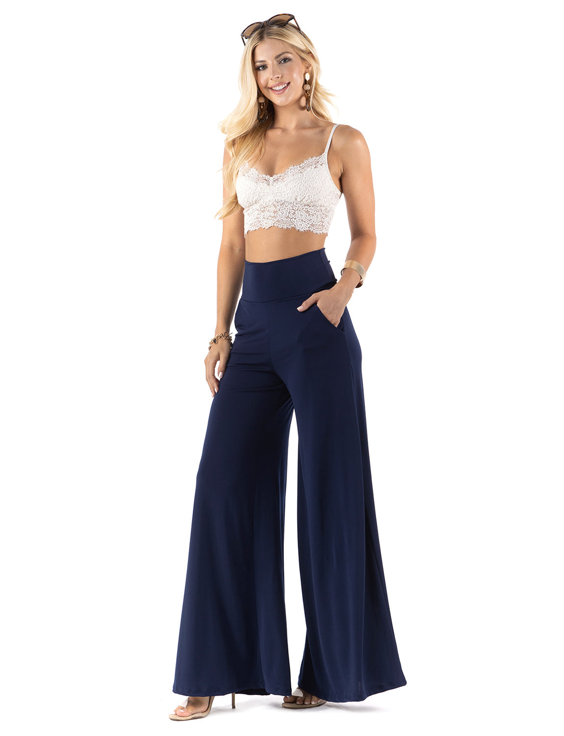 Black - High Waist Solid Palazzo Pants