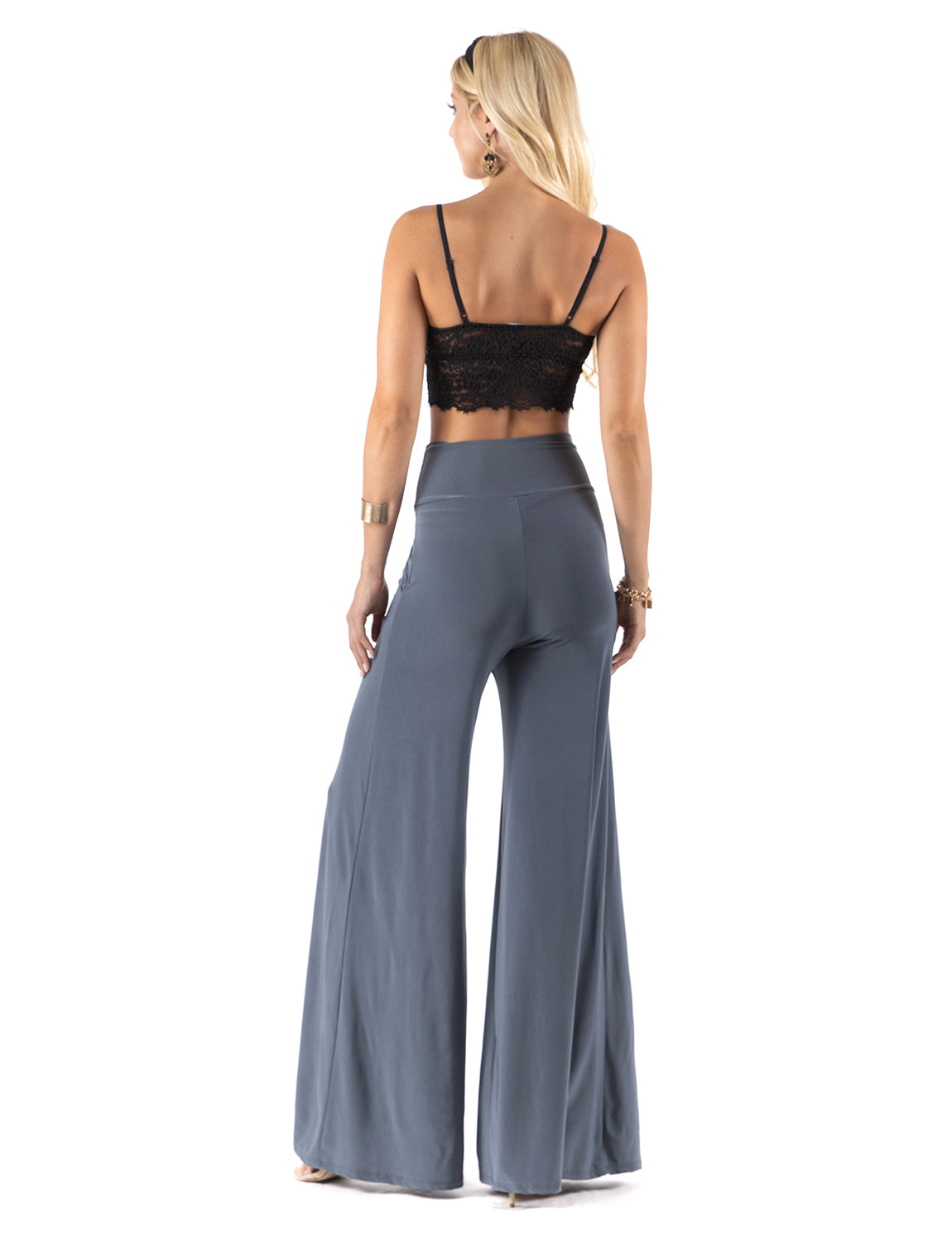 Black - High Waist Solid Palazzo Pants