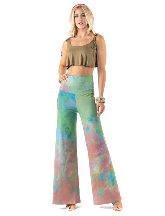 Multicolor Watercolor Print High waist Palazzo Pants