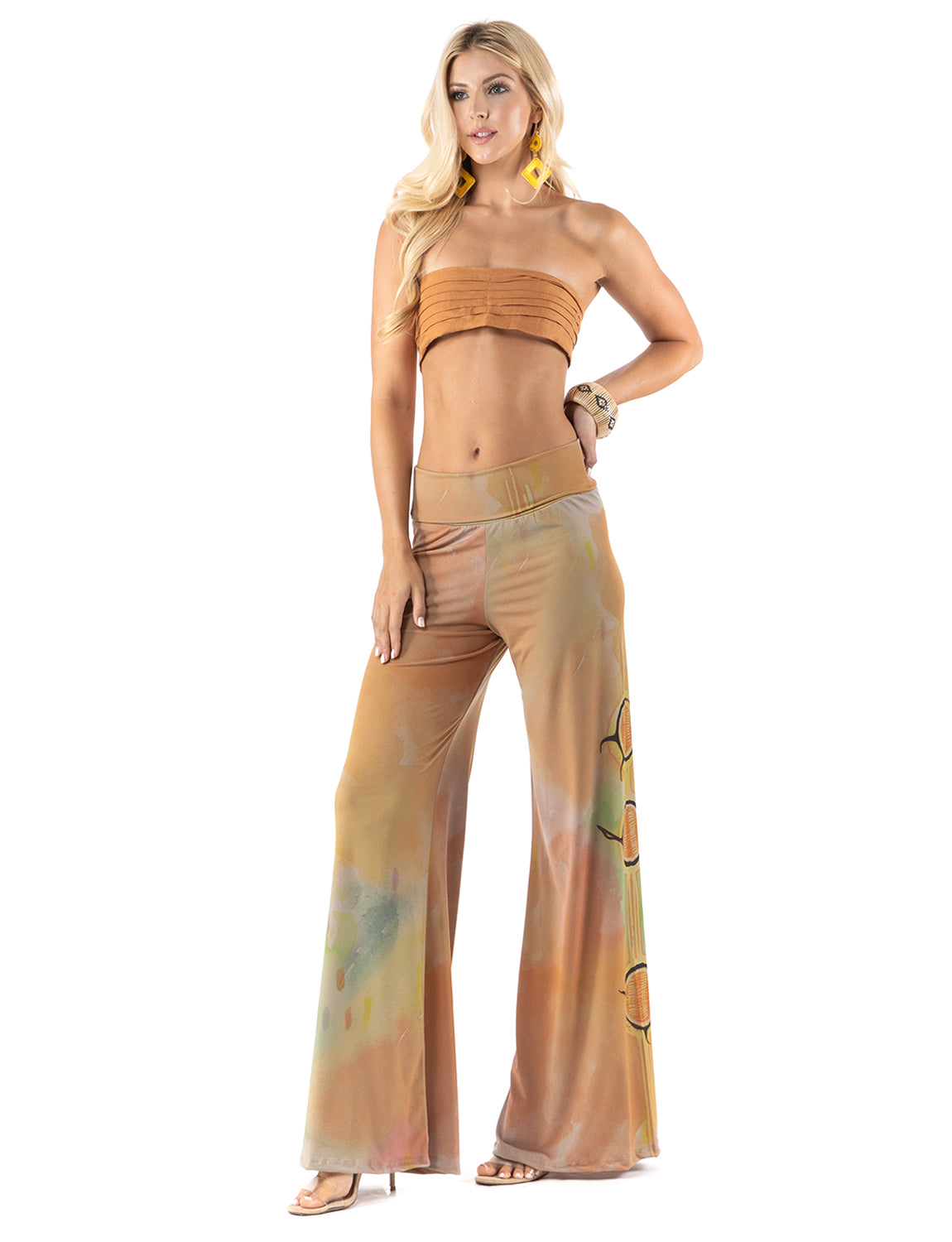 Watercolor Sun High Waist Palazzo Pants