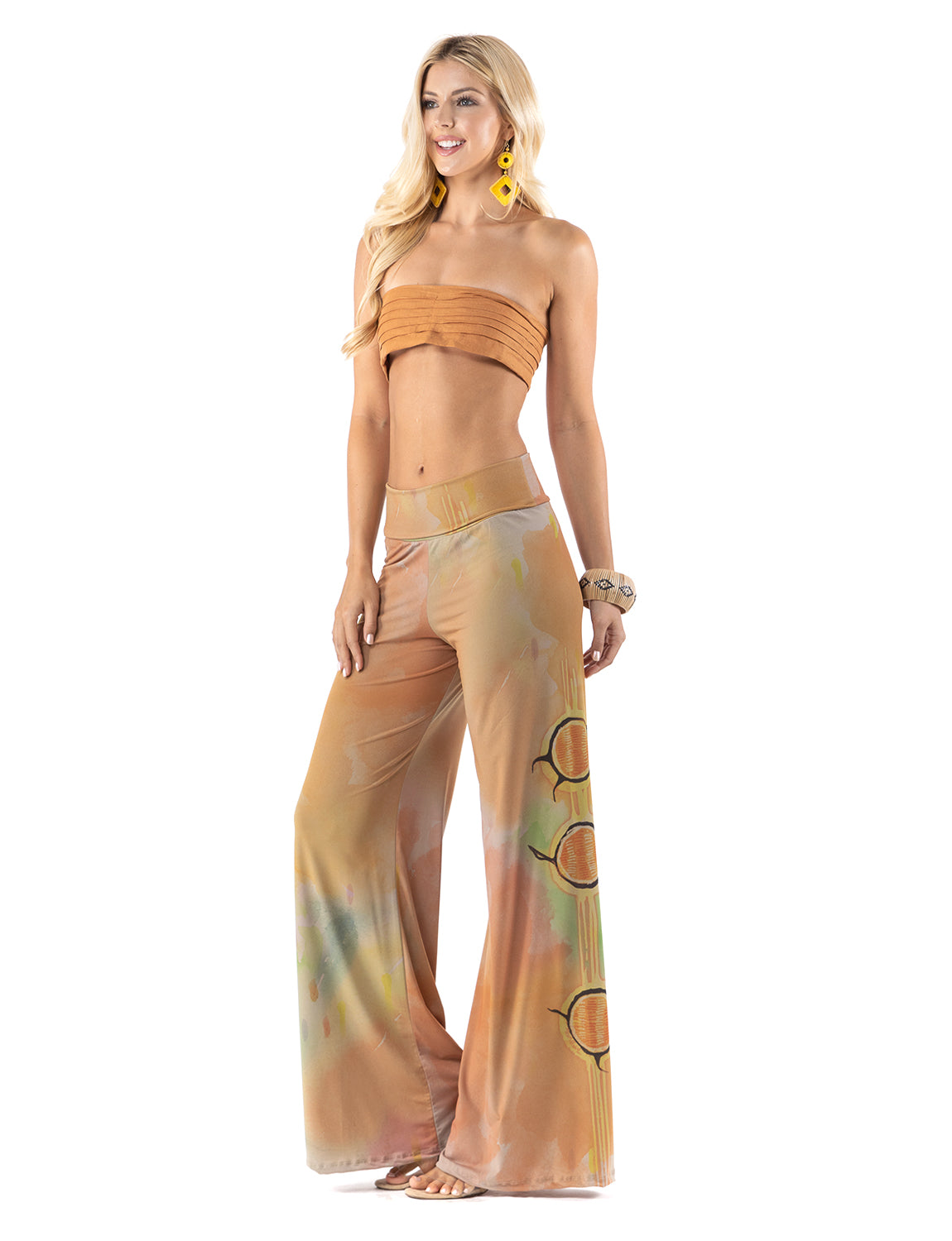 Watercolor Sun High Waist Palazzo Pants