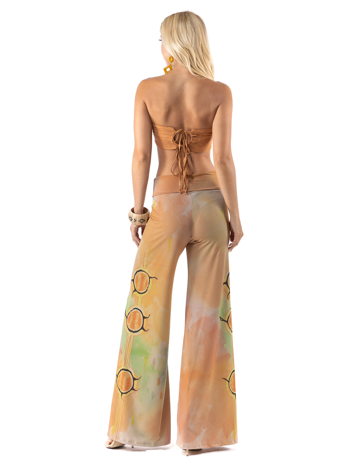 Watercolor Sun High Waist Palazzo Pants