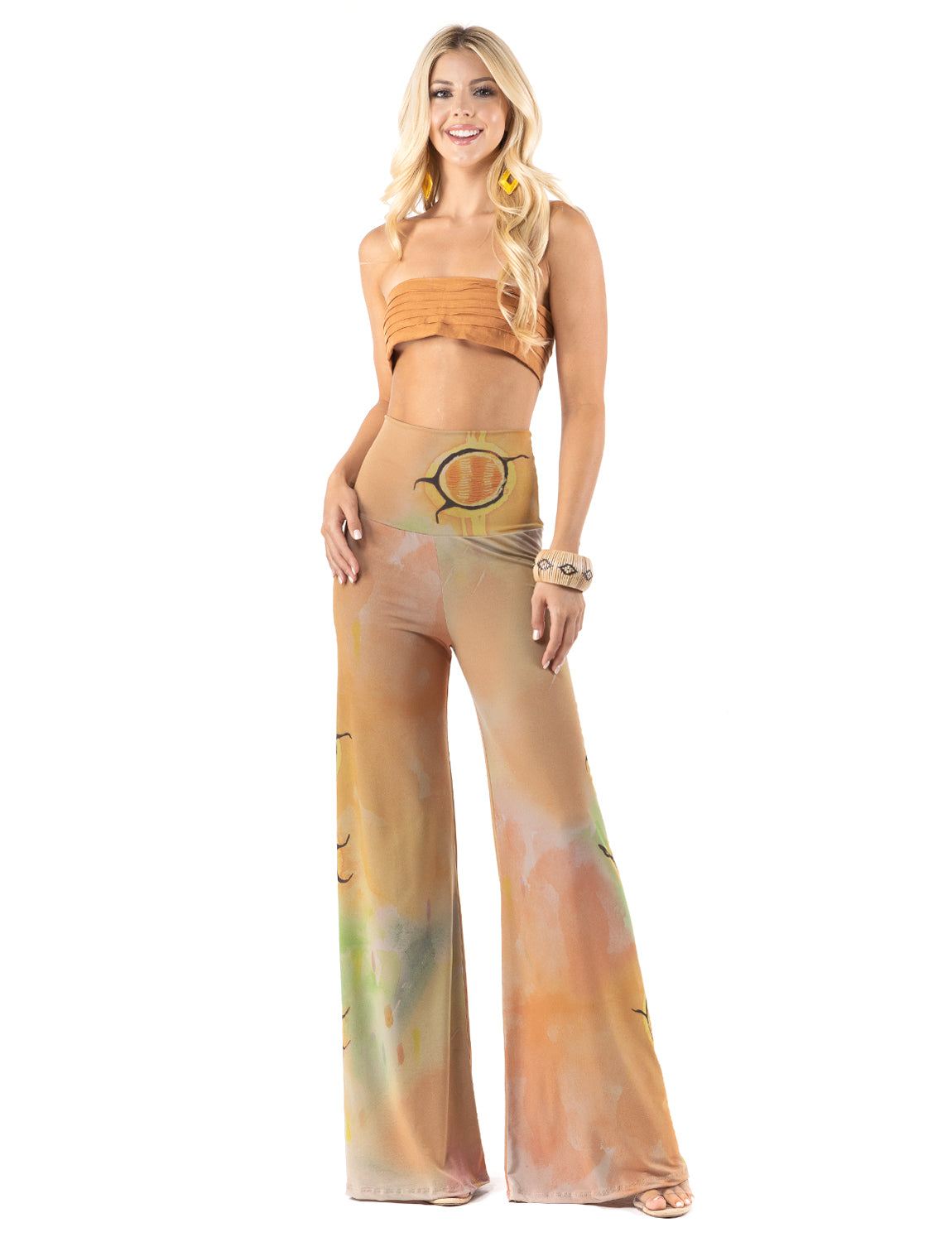 Watercolor Sun High Waist Palazzo Pants