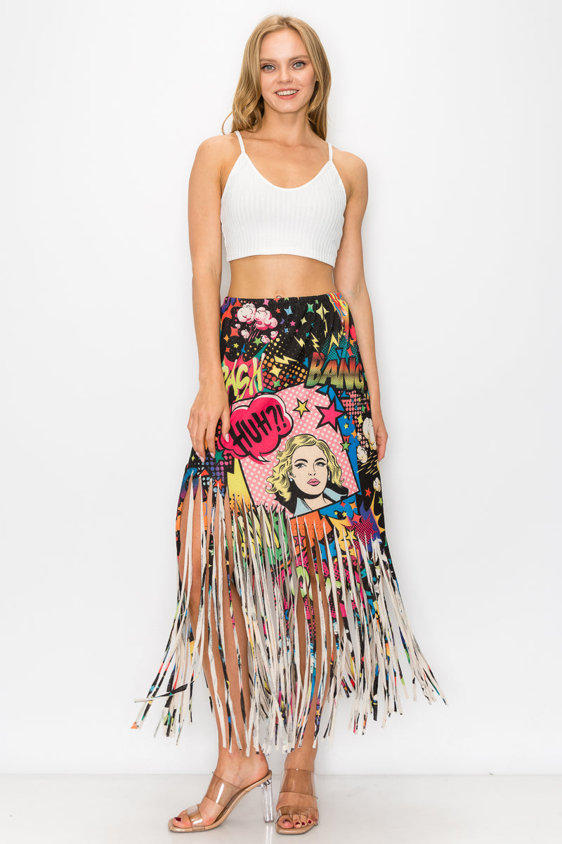 Sublimation Cheetah Printed Women Fringe Skirt