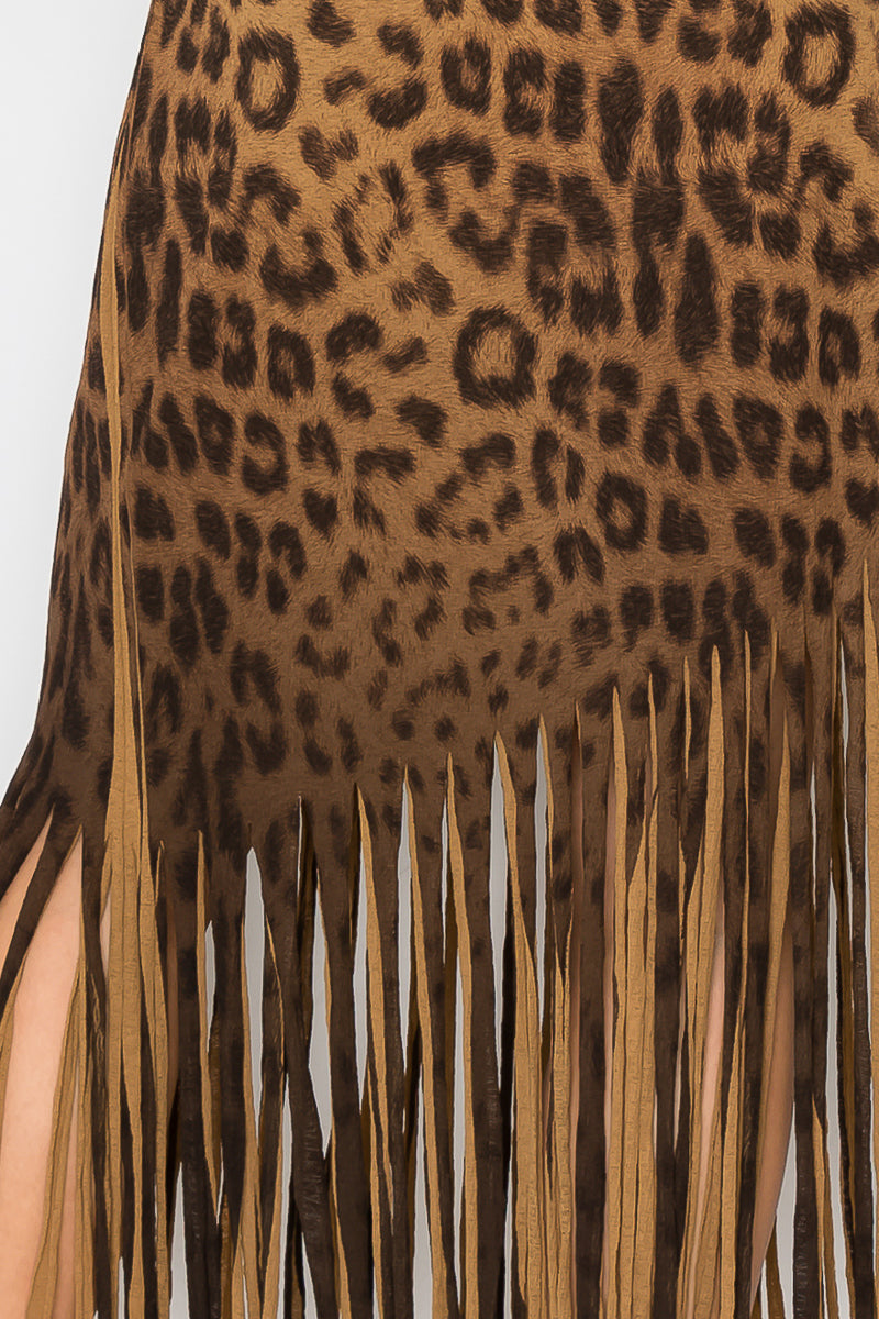 Sublimation Cheetah Printed Women Fringe Skirt