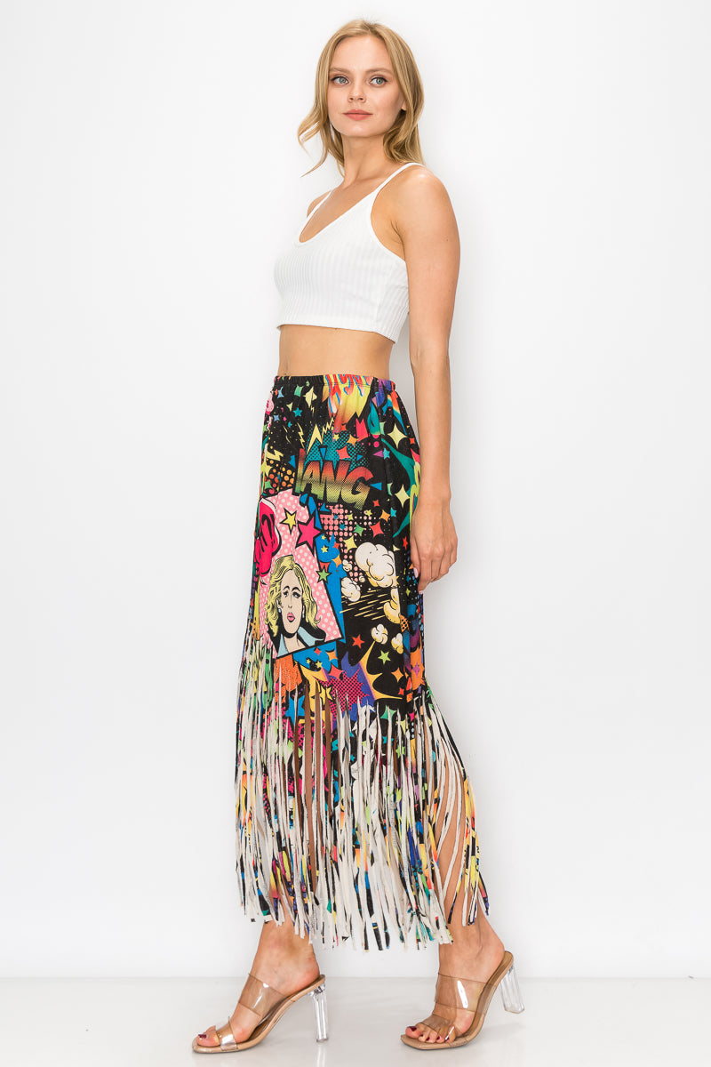 Sublimation Cheetah Printed Women Fringe Skirt