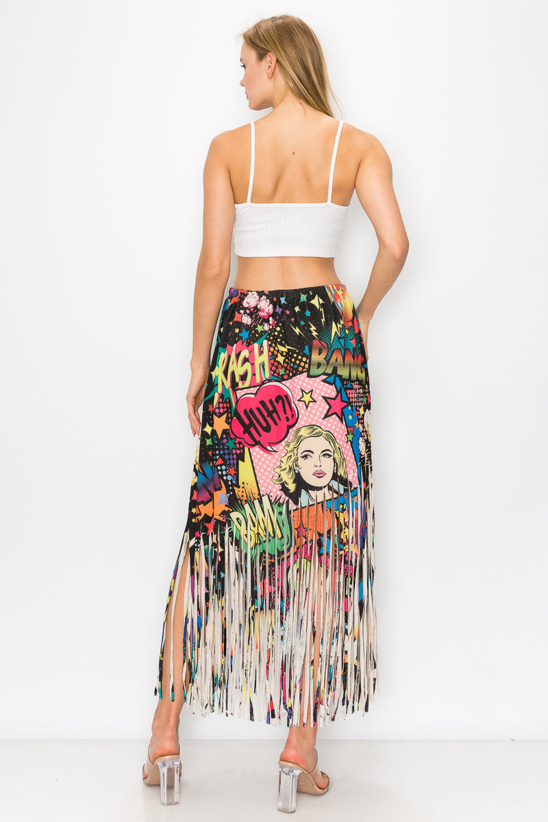 Sublimation Cheetah Printed Women Fringe Skirt