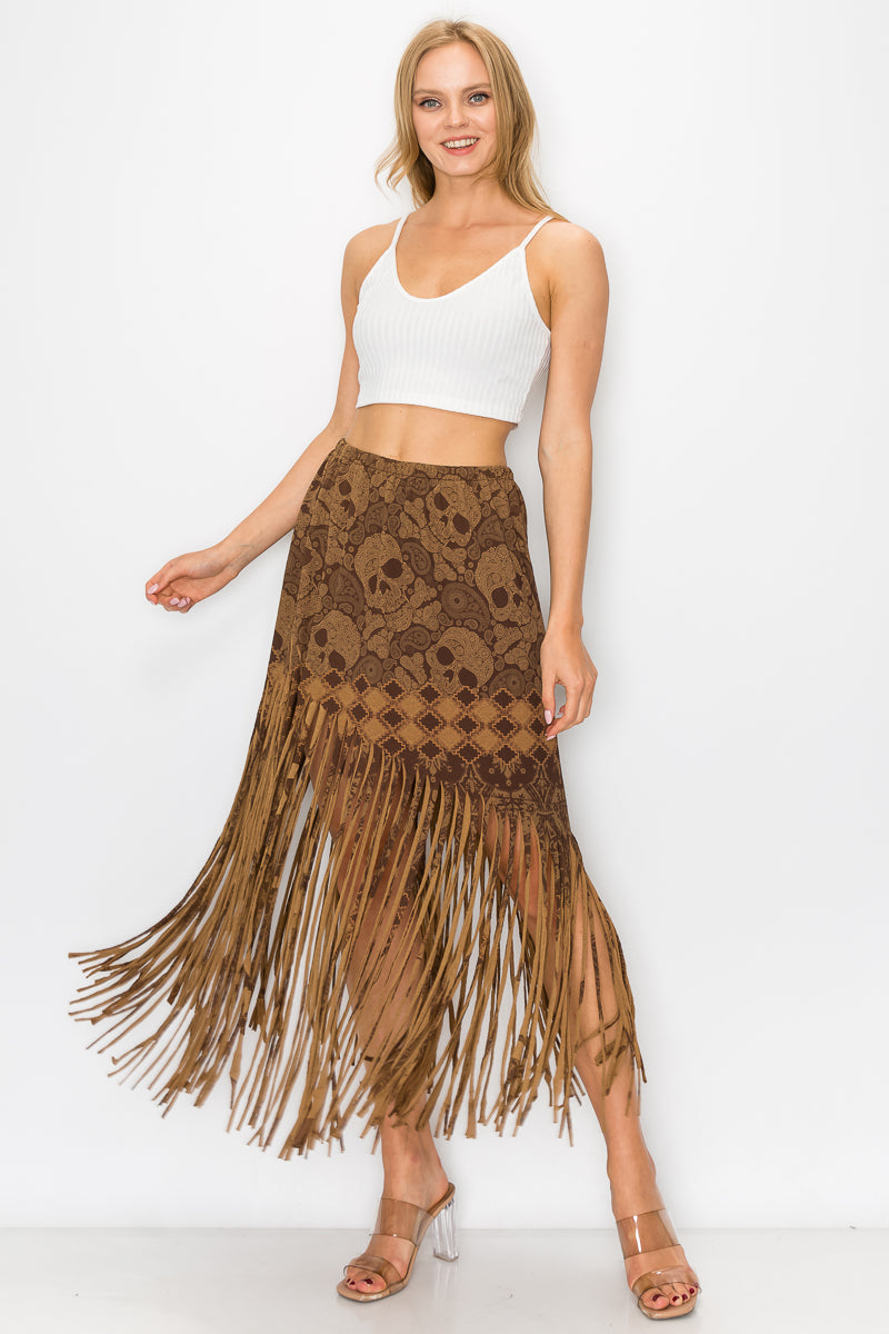 Sublimation Cheetah Printed Women Fringe Skirt