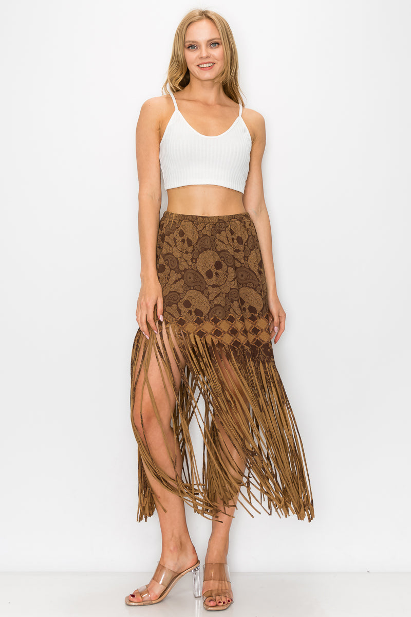 Sublimation Cheetah Printed Women Fringe Skirt