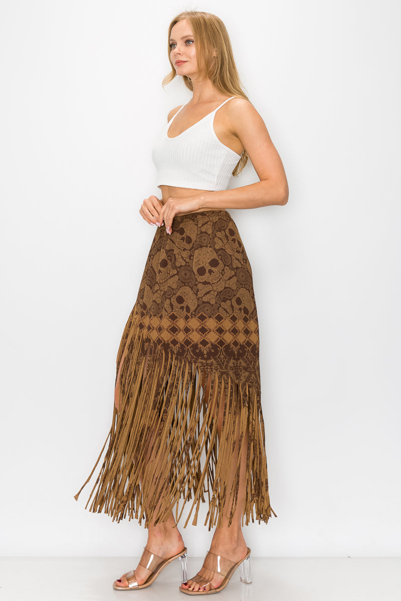 Sublimation Cheetah Printed Women Fringe Skirt