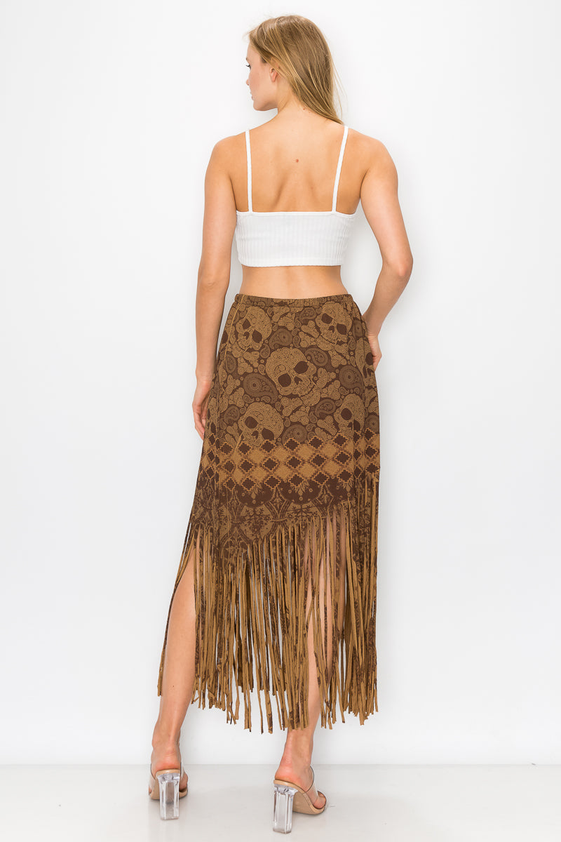 Sublimation Cheetah Printed Women Fringe Skirt