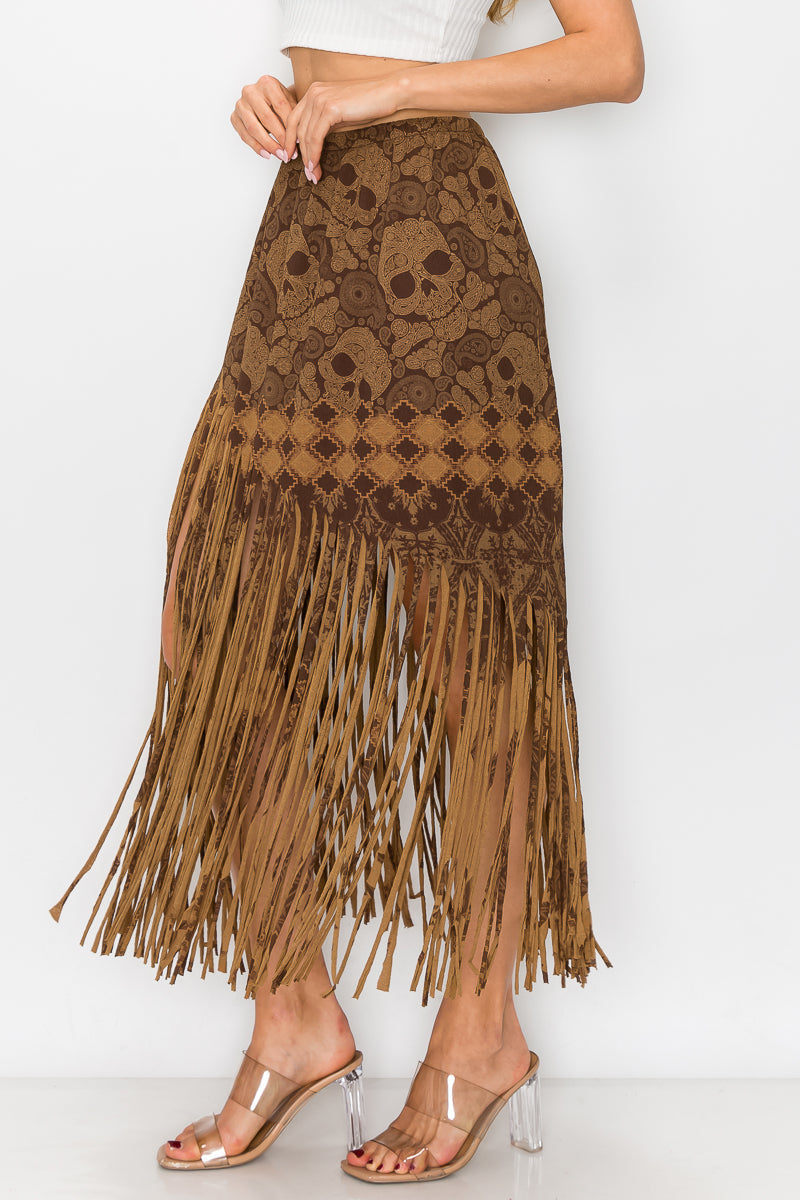 Sublimation Cheetah Printed Women Fringe Skirt