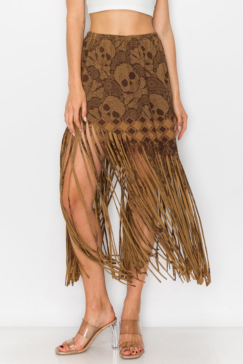 Sublimation Cheetah Printed Women Fringe Skirt