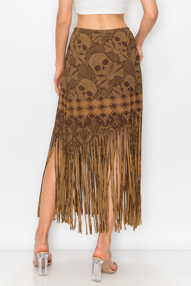 Sublimation Cheetah Printed Women Fringe Skirt